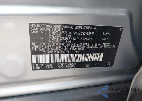 2022 Toyota Rav4 Xle from USA, damaged, VIN 2T3W1RFV6NC176814